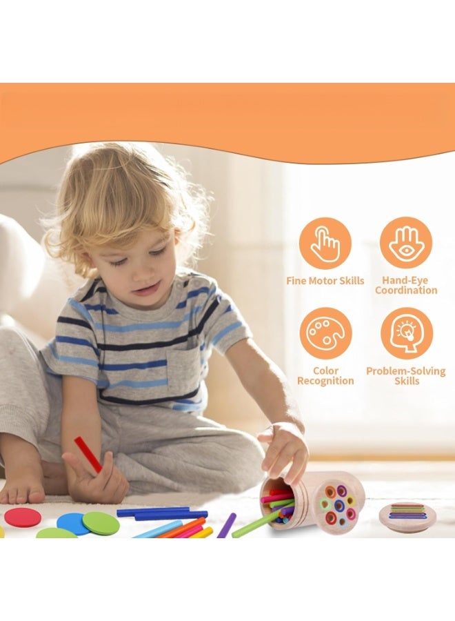 Toys for 3 Year Old, Dual Play Wooden Educational Color Sorting Toy Toddler Preschool Learning Activities, Fine Motor Skills Sensory Toys for Toddlers 3-5 Girl Boy Birthday Gifts - Image 4